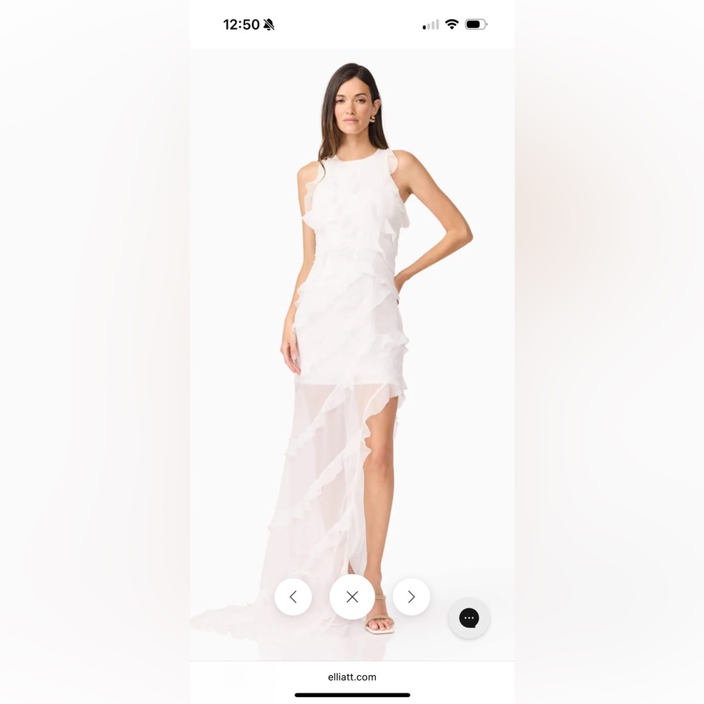 Elliatt Asymmetrical White Halter Gown